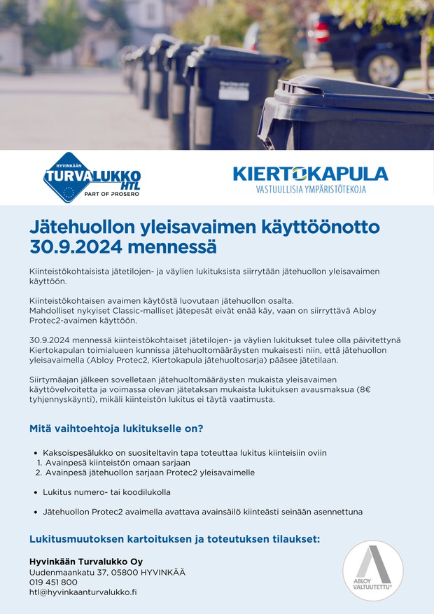 Jätehuollon yleisavaimen käyttöönotto  30.9.2024 mennessä